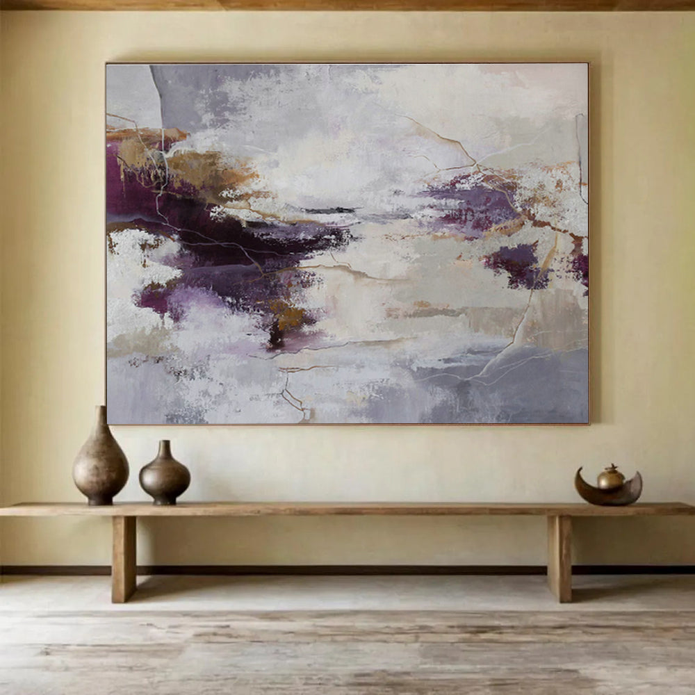 Large-Size Custom Hand-Painted Abstract Painting for Vertical Forest Residential Lobby DLZ2900