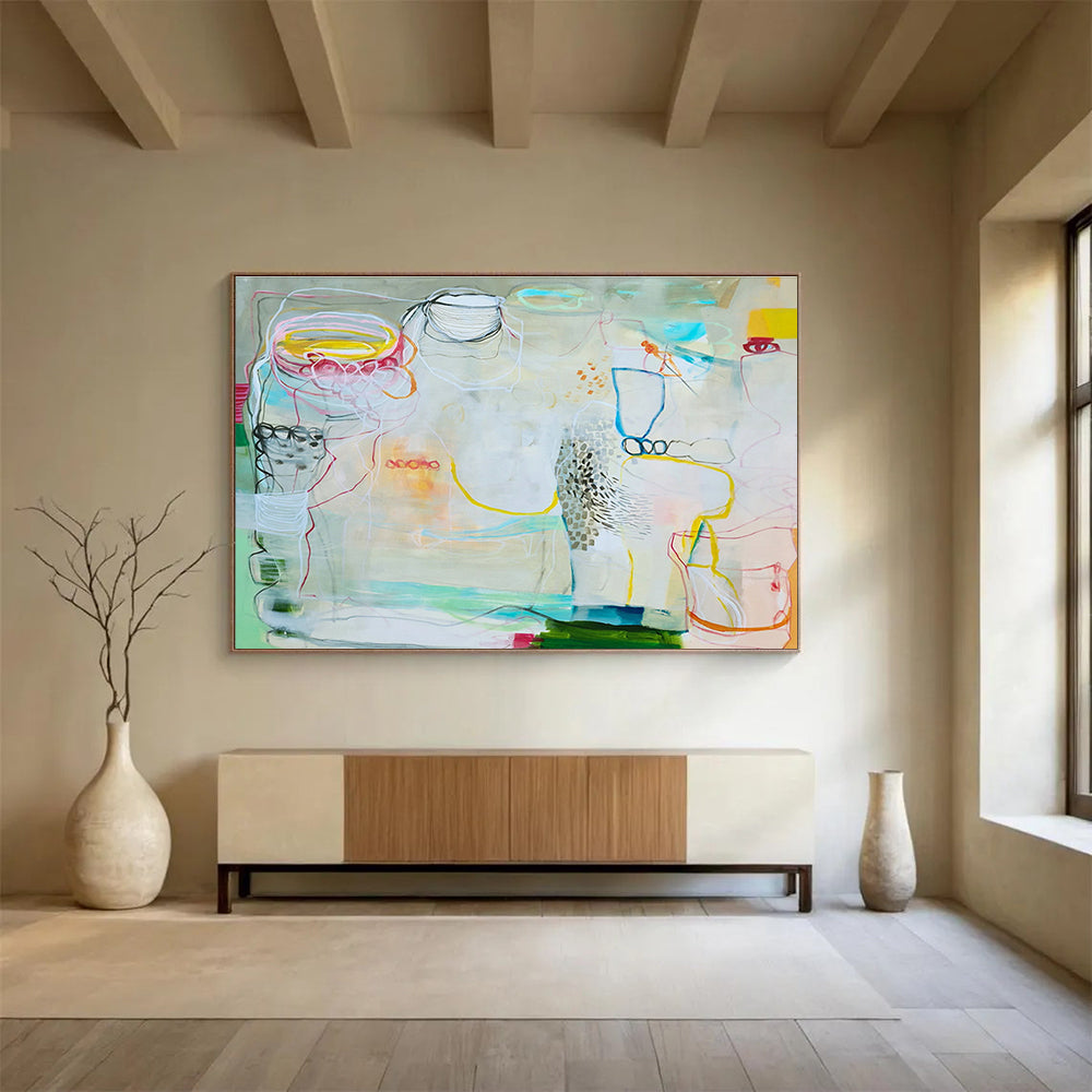 Customizable Large-Size Hand-Painted Abstract Painting for Living Room