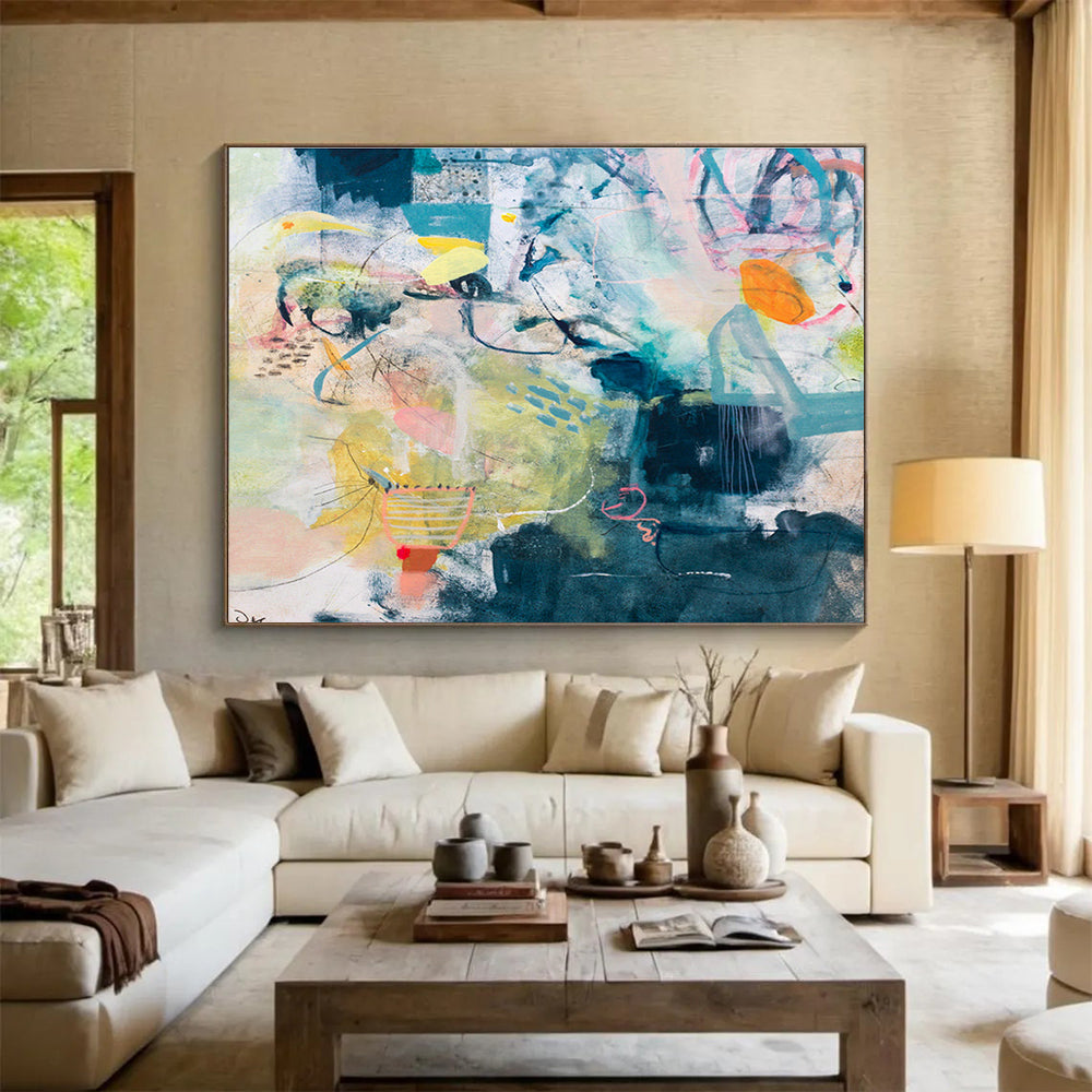 Bespoke Hotel Lobby Giant Abstract Hand Painting