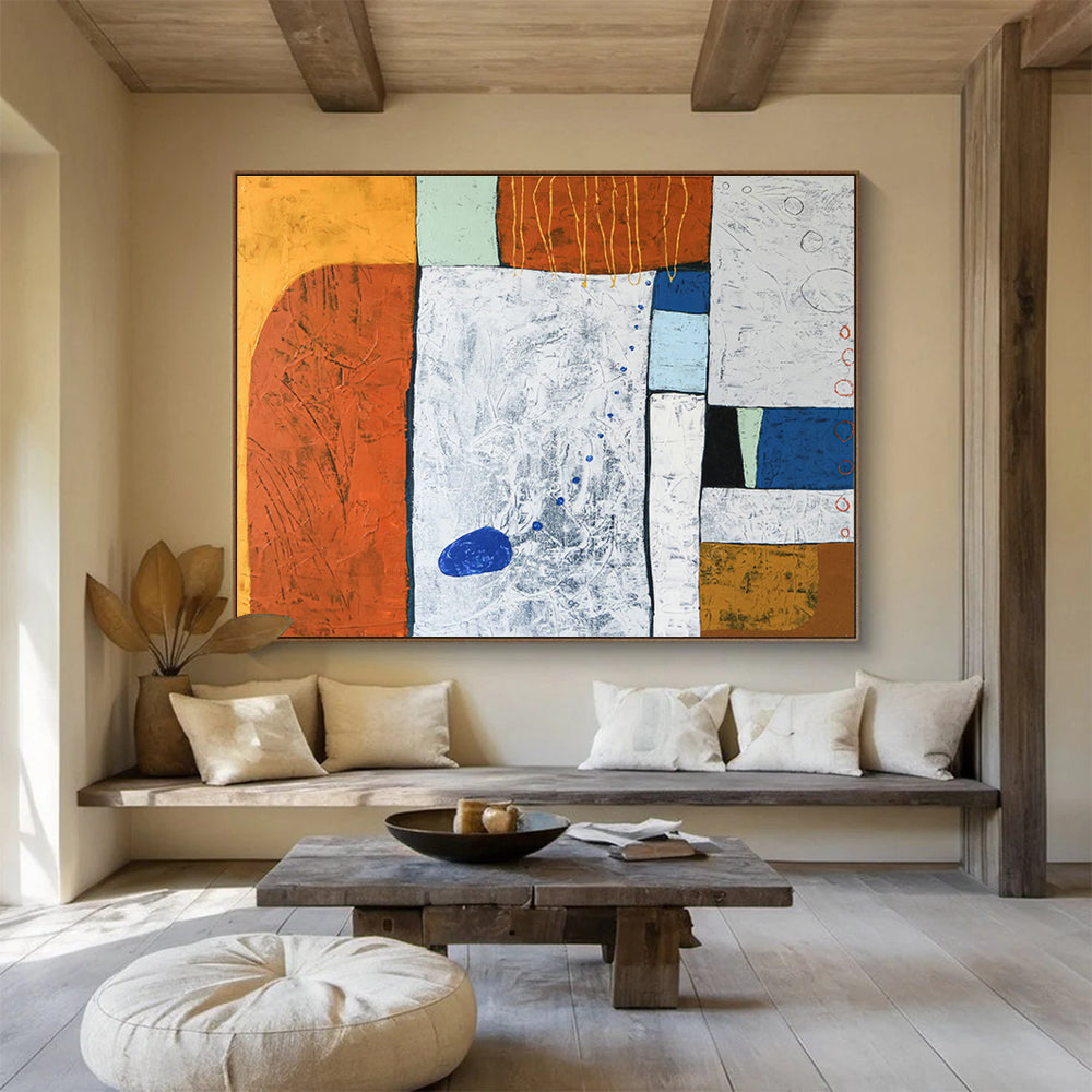 Customized Large-Scale Abstract Hand Painting for Subterranean Geothermal Heating Plant DLZ2940