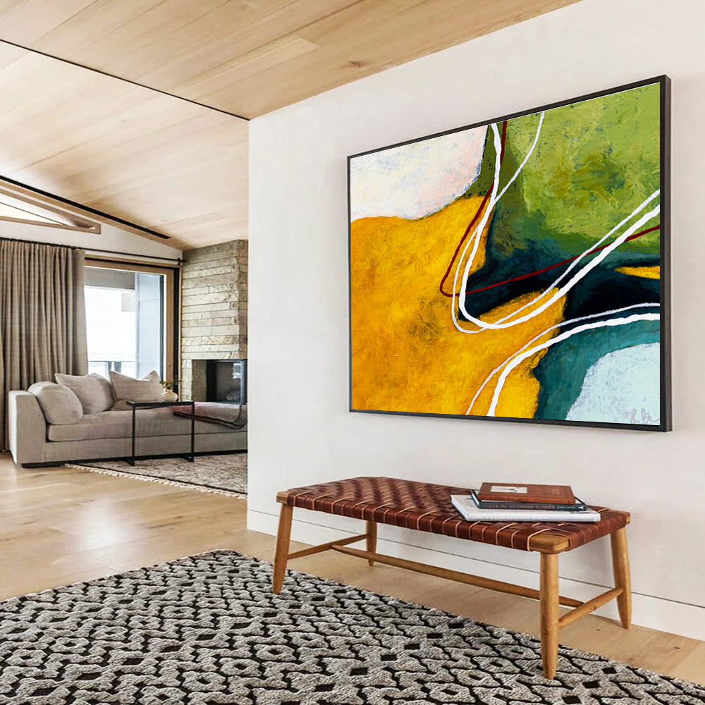 Oversized Custom Hand-Painted Abstract Art for High-Altitude Glider Airport Terminal DLZ2935