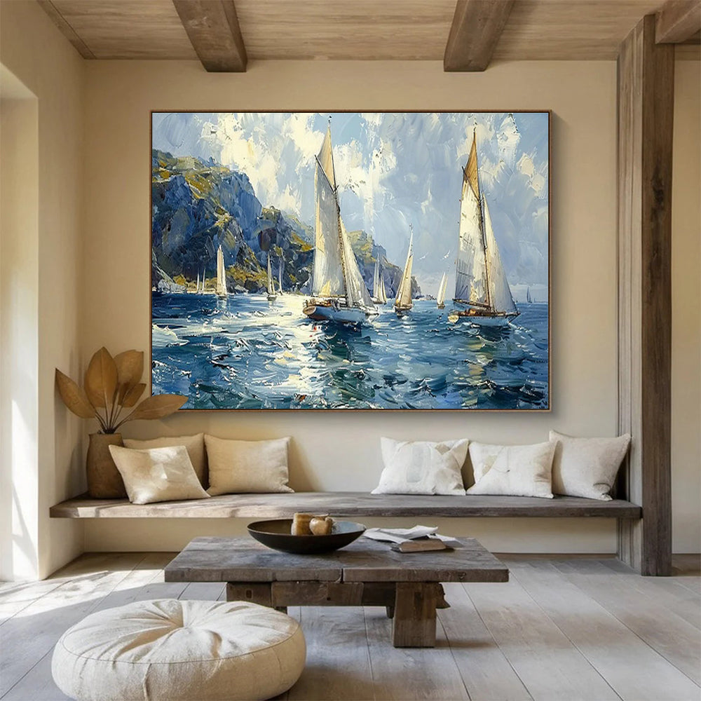 Large Custom Abstract Hand-Painted Art for Underwater Seismic Monitoring Station DLZ3053