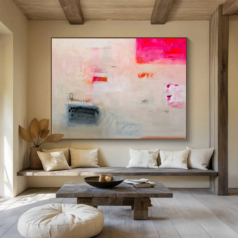 Rustic Wood Panel Custom Hand-Painted Abstract Art with Crackle Effect for Bars and Lounges