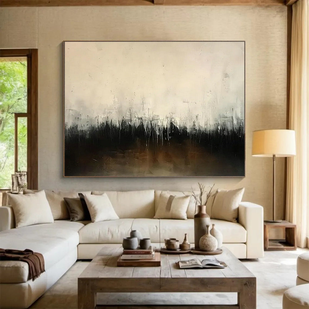 Light & Shadow Custom Hand-Painted Abstract Landscape for Dining Areas