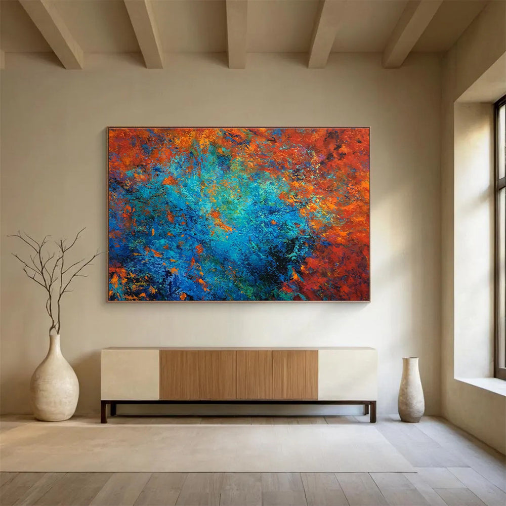 Large-Size Custom Hand-Painted Abstract Painting for Urban Vertical Farming Crop Nutrition Optimization Lab DLZ3107