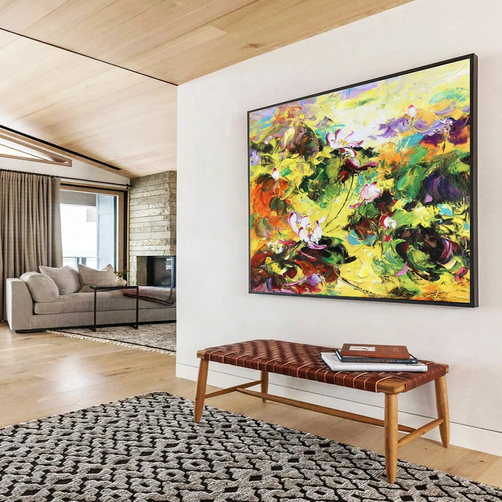 Large Custom Abstract Hand-Painted Art for Underwater Cultural Heritage Expedition Command Center DLZ3019