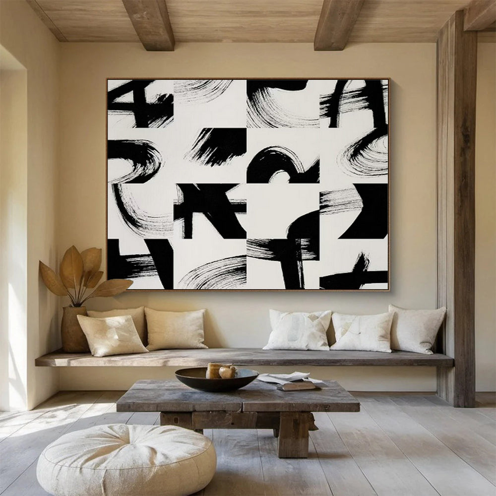 Custom Giant Abstract Hand Painting for Carbon Capture and Storage Site Control Center DLZ2831