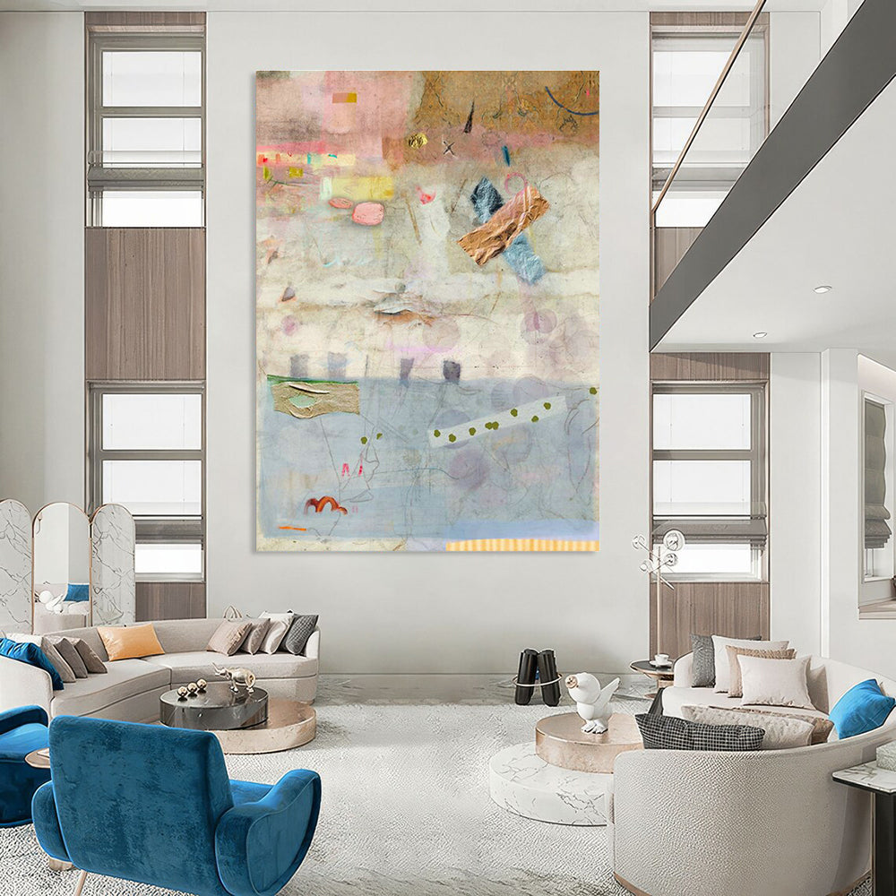 Striking Large Custom Hand-Painted Abstract Canvas - Bold Statement for Artistic Lofts  DLZ0167