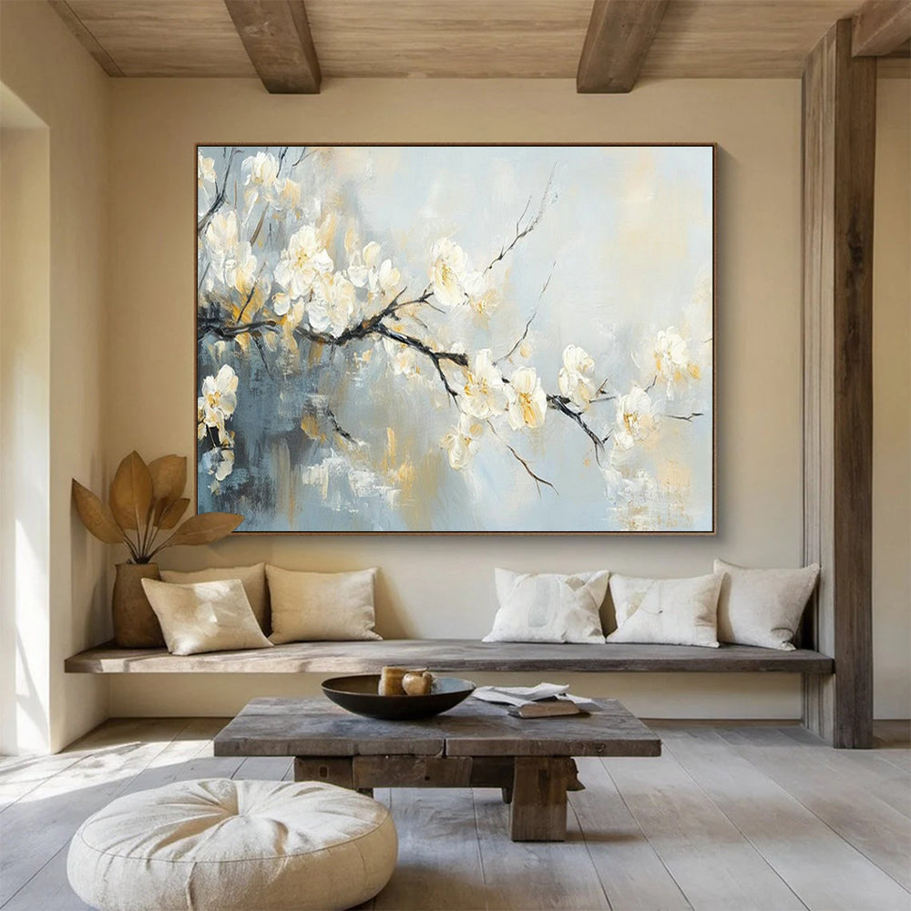 Oversized Custom Abstract Hand Painting for Arctic Freshwater Lake Ice Cover Dynamics and Its Impact on Aquatic Ecosystems Research Station DLZ3189