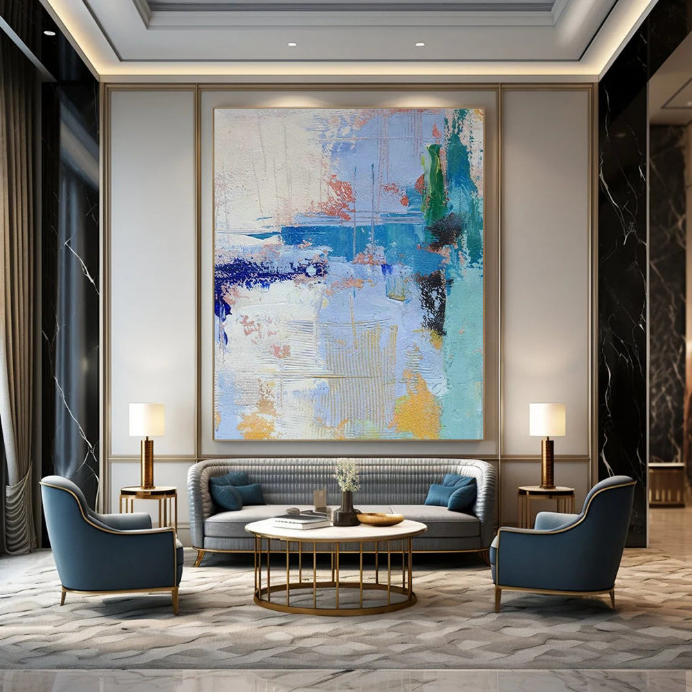 Immense Large-Scale Custom Hand-Painted Abstract Artwork - Rustic Serenity for Country Bed & Breakfasts  DLZ0335