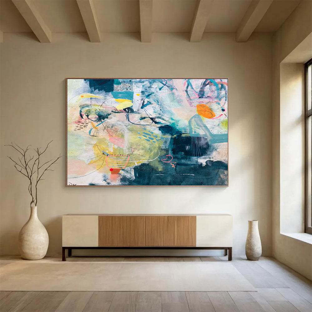 Bespoke Hotel Lobby Giant Abstract Hand Painting