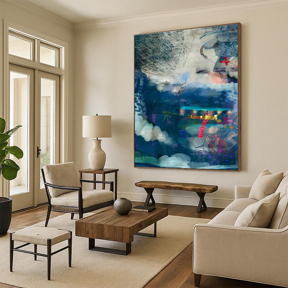 Large Custom Hand-Painted Abstract Art - Inspiring Interior for Creative Studios  DLZ0155