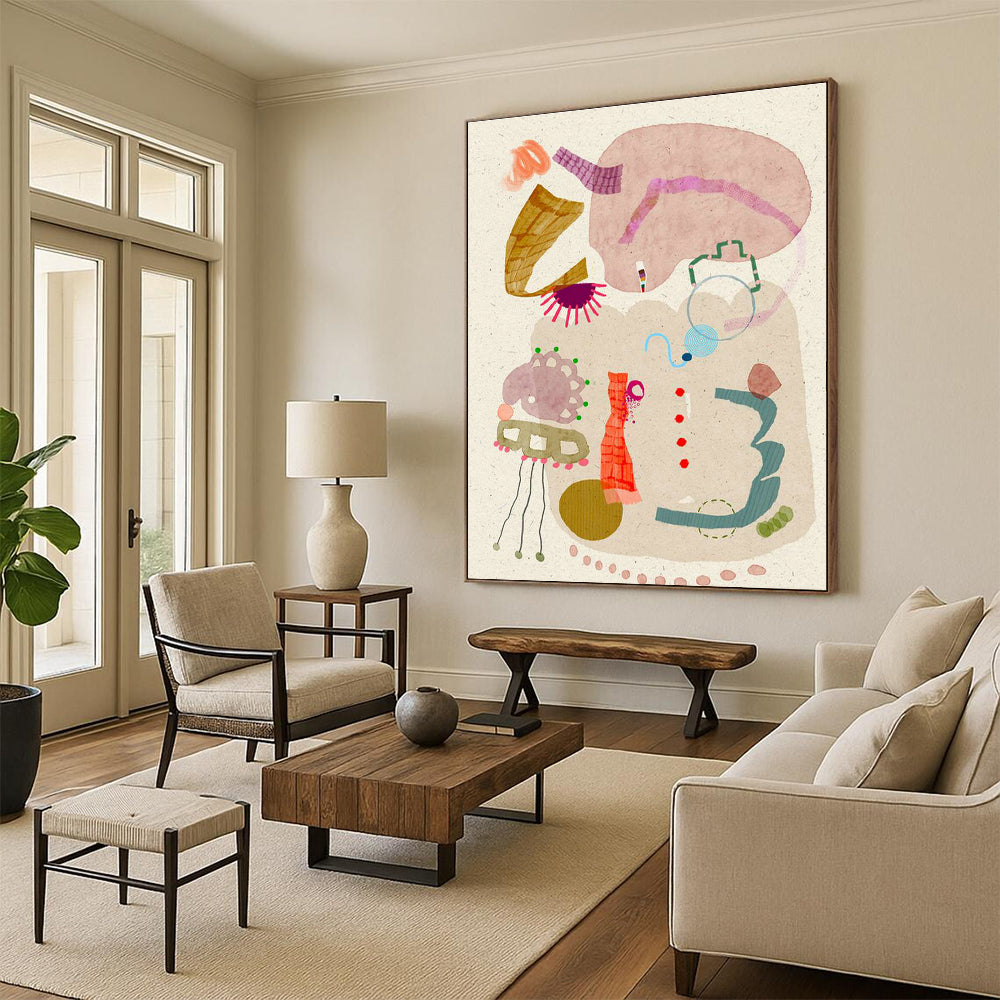 Huge Customizable Handmade Abstract Wall Art for Sustainable Fashion Boutiques  DLZ0078