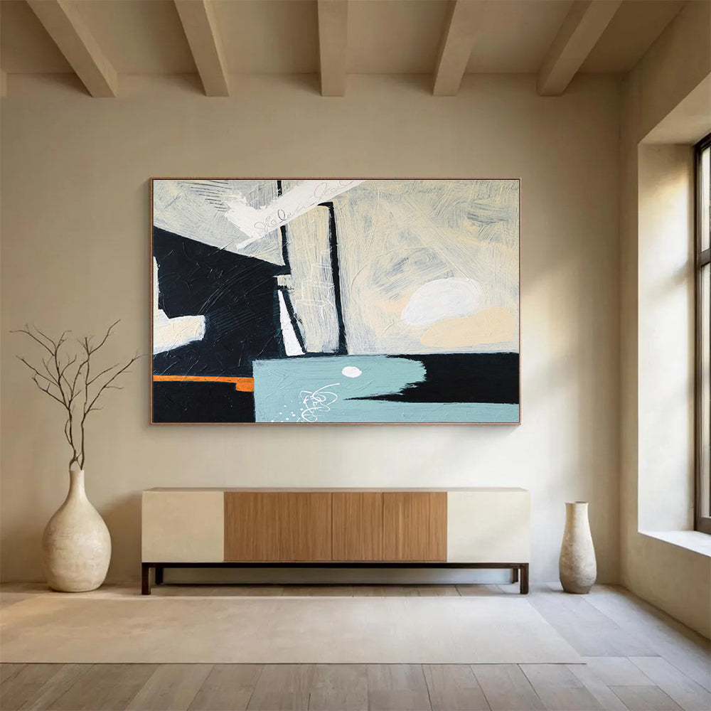 Custom-Made Giant Abstract Hand Painting for Floating Solar Farm Operations Hub DLZ2930