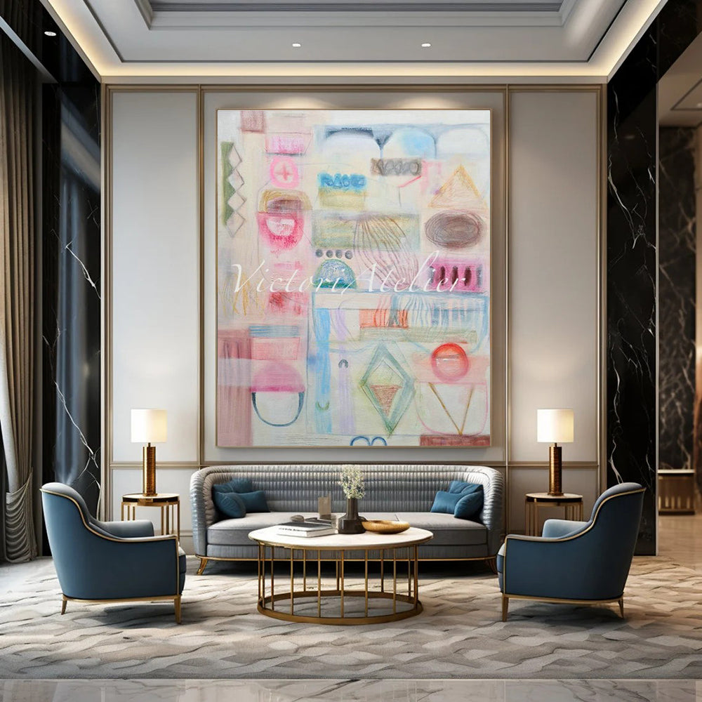 Oversized Custom Hand-Painted Abstract Wall Art for Urban Foraging Workshops  DLZ0091