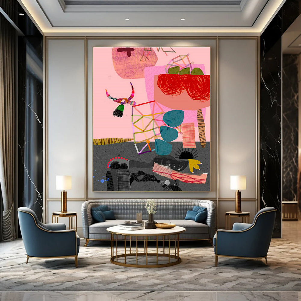 Immense Custom Hand-Painted Abstract Art - Inspiring Decor for School Halls  DLZ0166