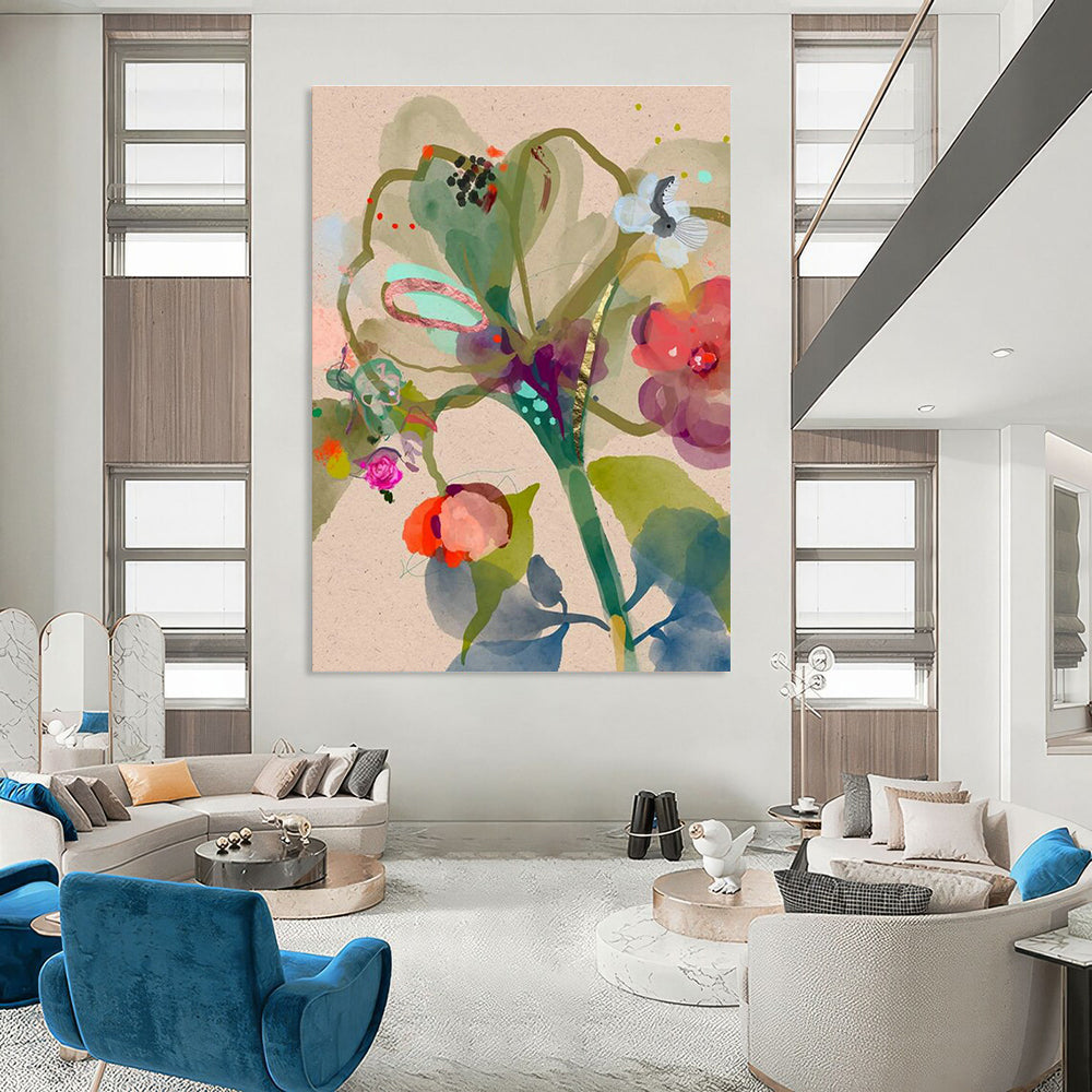 Jumbo Custom Hand-Painted Abstract Wall Art for Artisanal Cheese-Making Workshops  DLZ0083