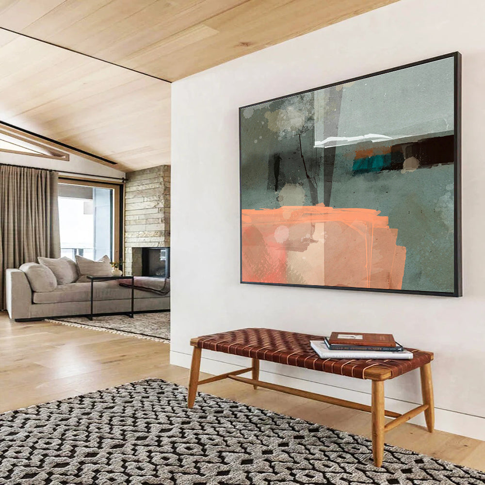 Customizable Giant Abstract Hand-Painted Art for Dining Room