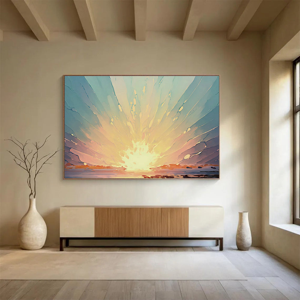 Large-Size Custom Hand-Painted Abstract Painting for Urban Vertical Farming LED Lighting R & D Center DLZ3049