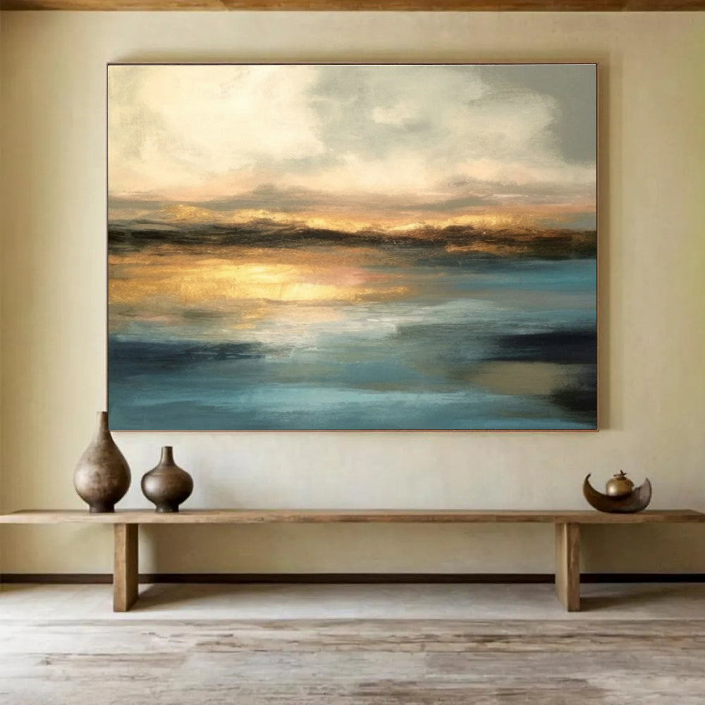 Large Custom Abstract Hand-Painted Art for Ski Lodge DLZ2724
