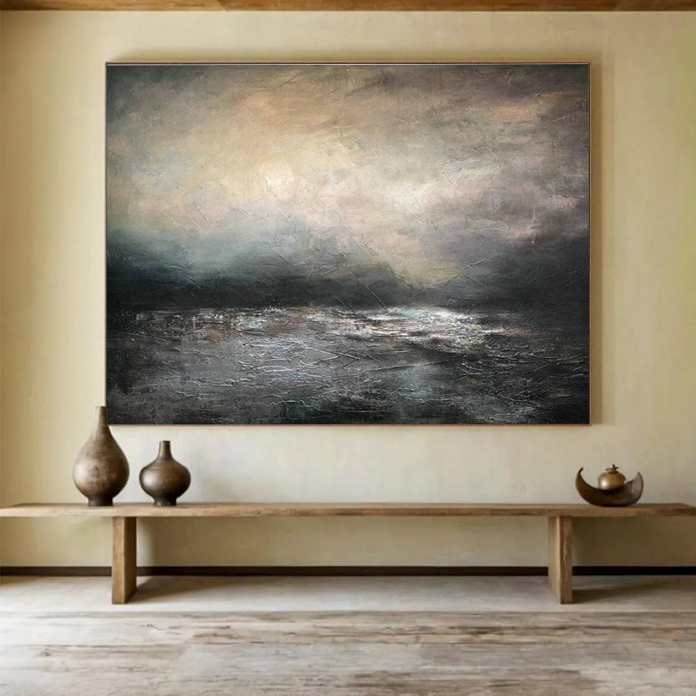 Oversized Custom Abstract Hand Painting for Offshore Ocean Current Velocity Monitoring and Forecasting Center DLZ3165