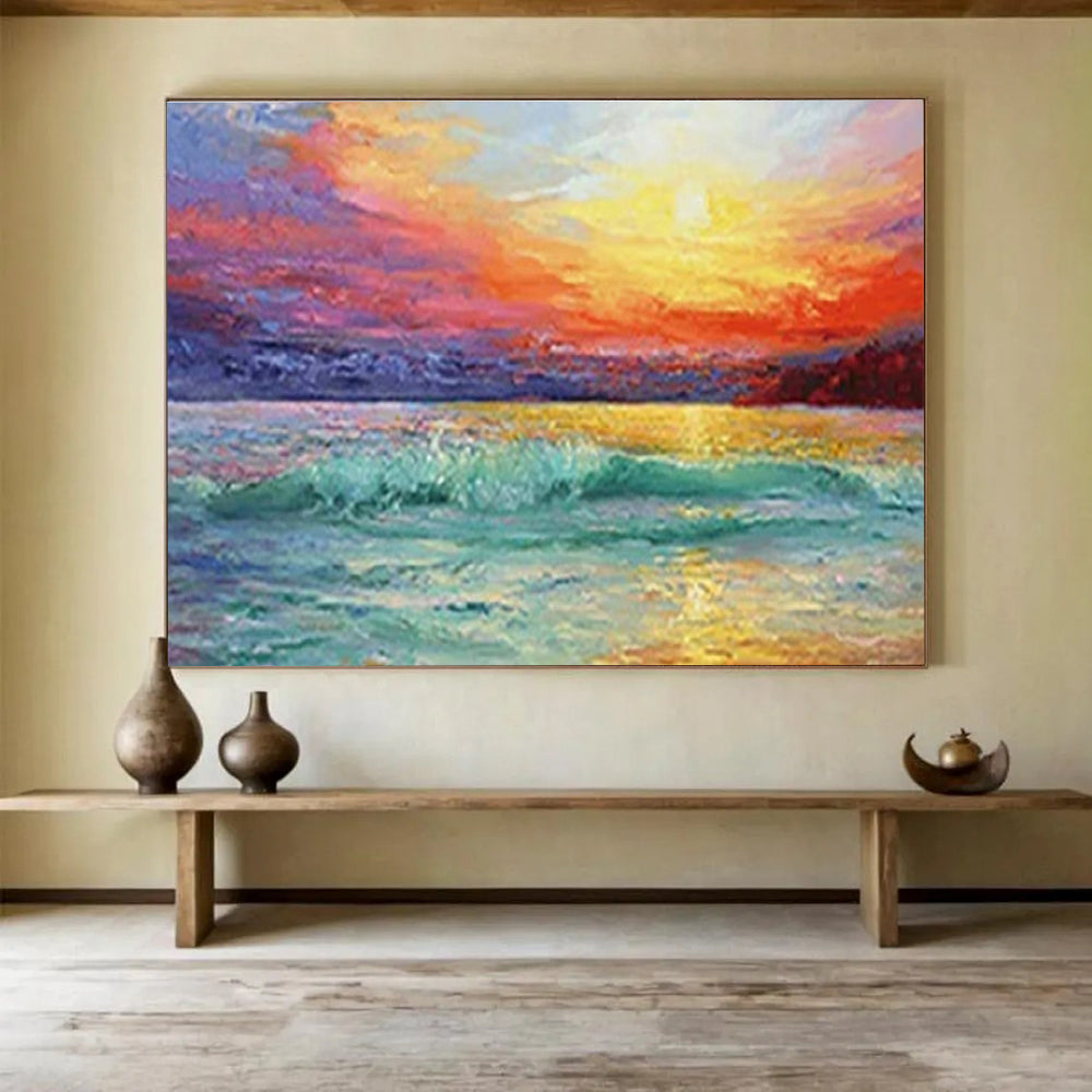 Oversized Hand-Painted Abstract Artwork, Vintage-inspired for Retro Interiors DLZ3243