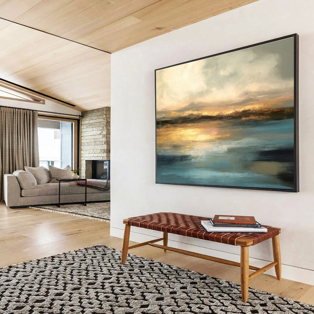 Large Custom Abstract Hand-Painted Art for Ski Lodge DLZ2724