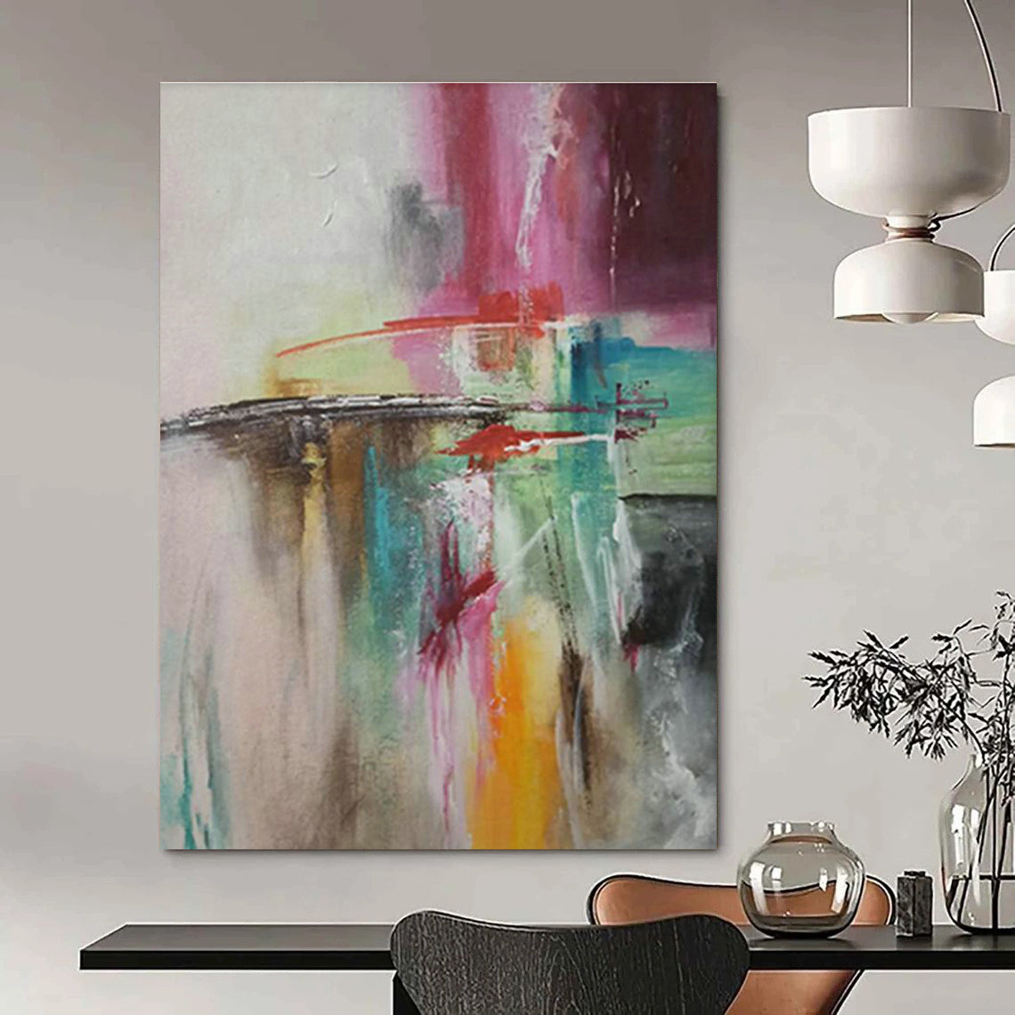 Oversized Custom Handmade Abstract Painting for Traditional Chinese Lion Dance Training Centers  DLZ0056