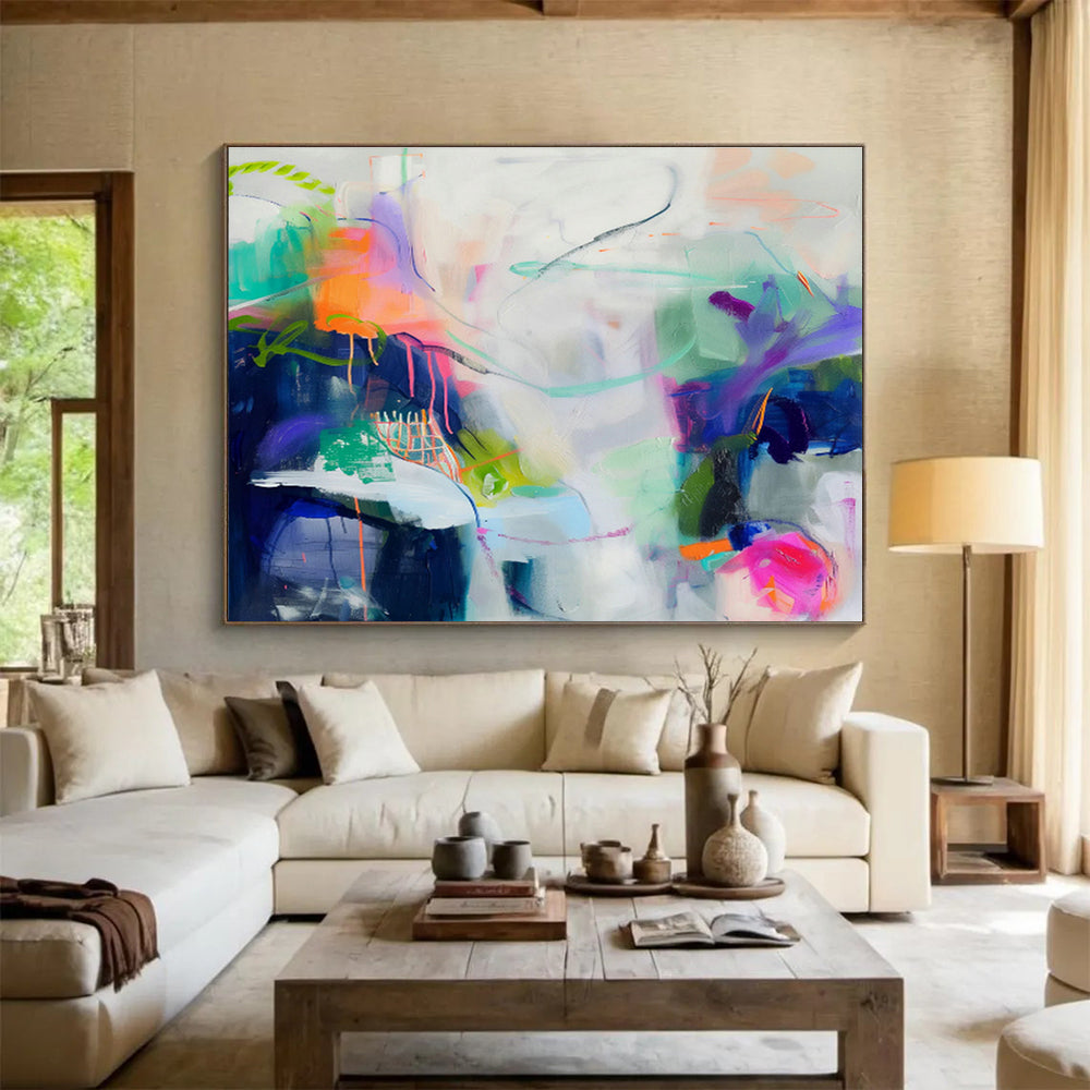 Oversized Custom Abstract Hand Painting for Virtual Event Hosting Platform Operations Room DLZ2880