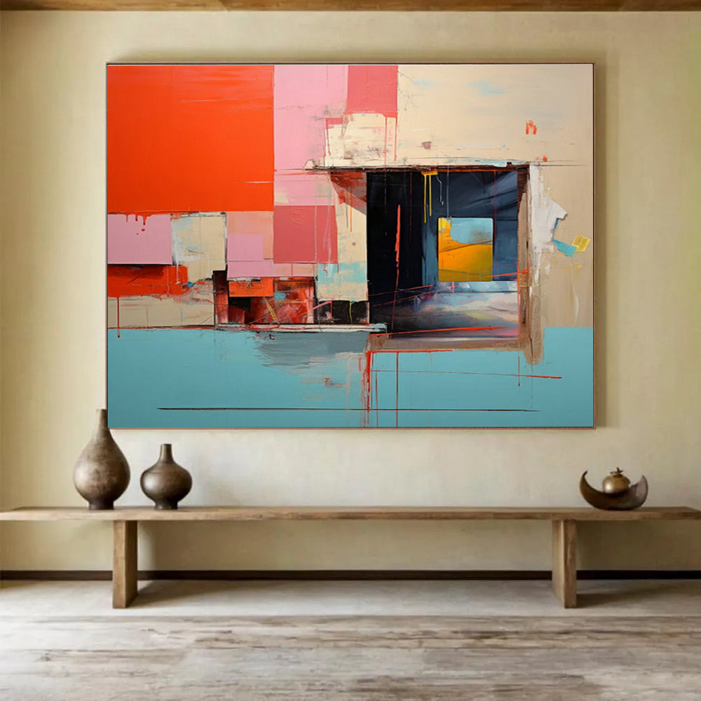 Large Custom Abstract Hand-Painted Art for Underwater Volcanic Vent Ecosystem Research Lab DLZ3024