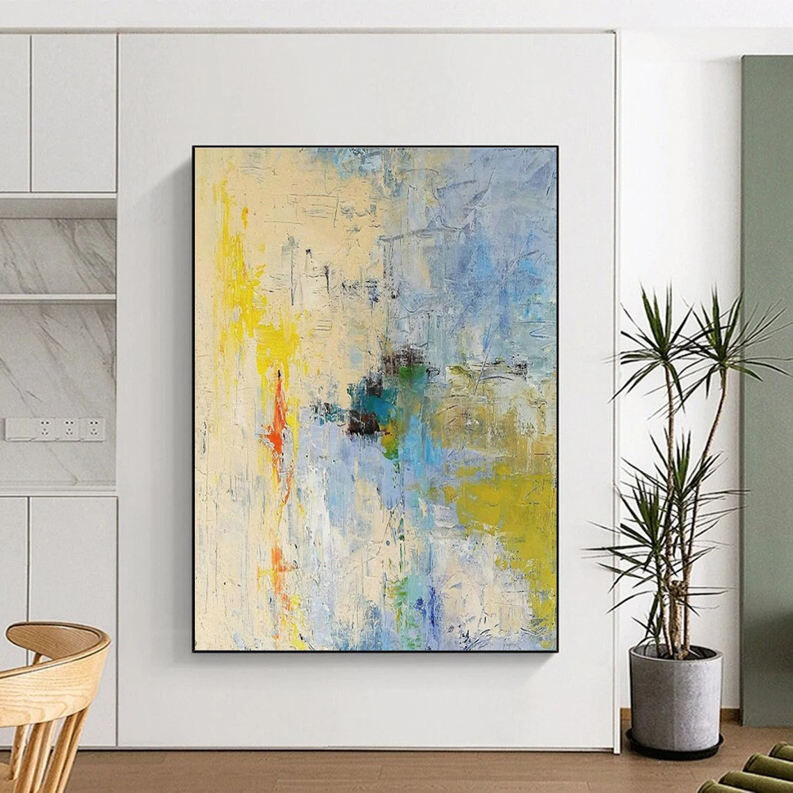 Large-Scale Custom Hand-Painted Abstract Artwork - Artistic Fluidity for Flamenco Dance Studios  DLZ0281