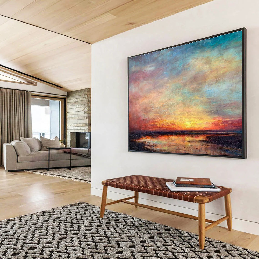 Large-Size Custom Abstract Hand Painting for Urban Rooftop Solar-Powered Water Pumping Station DLZ3160