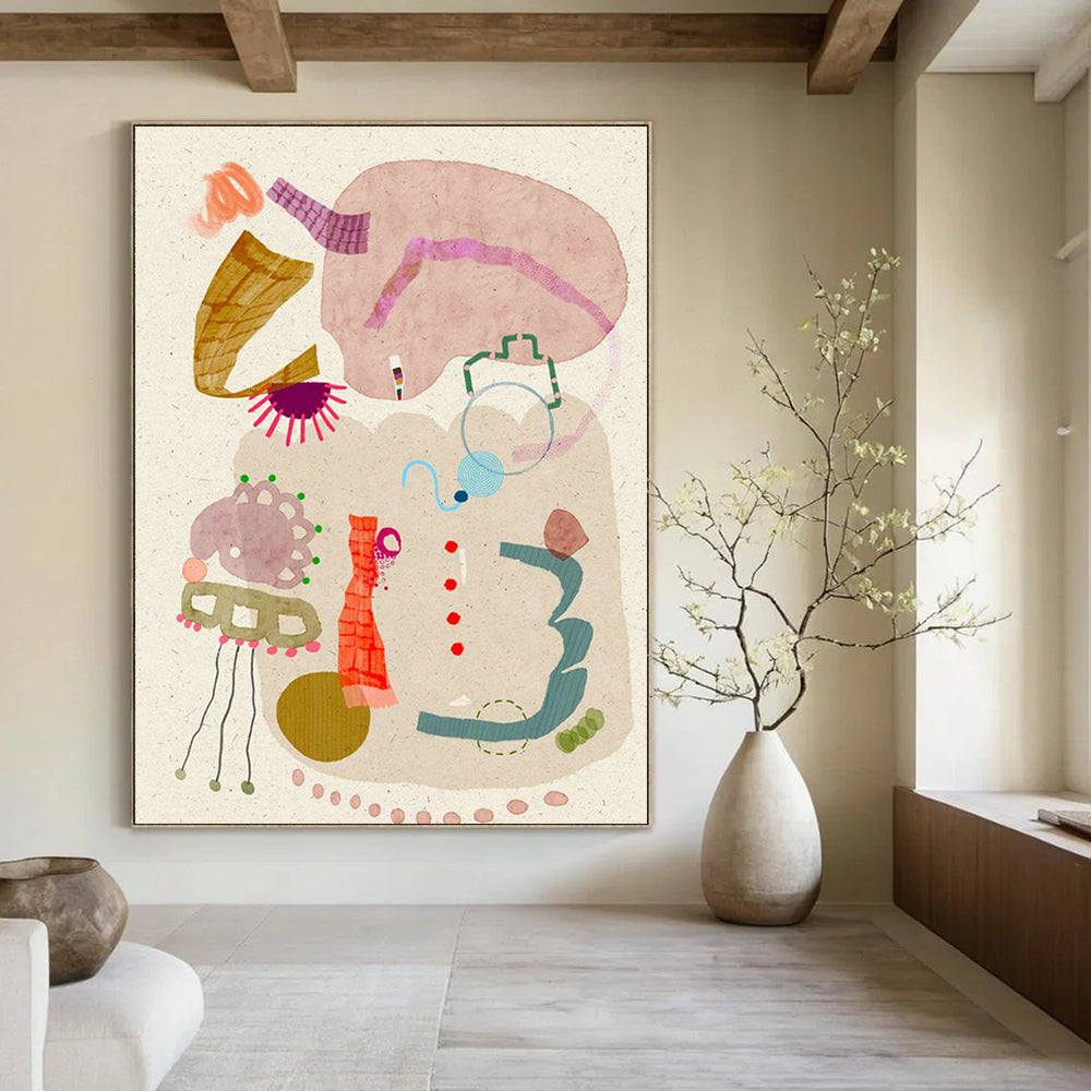 Huge Customizable Handmade Abstract Wall Art for Sustainable Fashion Boutiques  DLZ0078