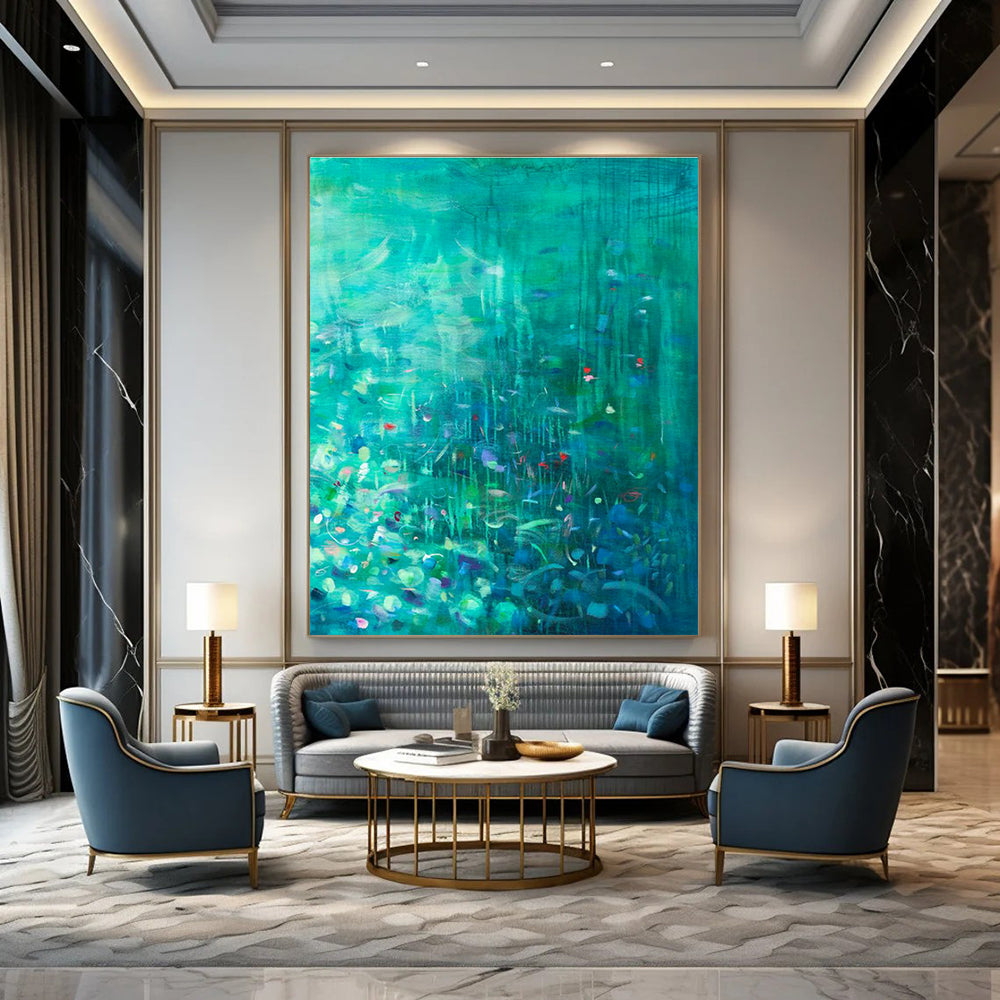 Large-Scale Custom Hand-Painted Abstract Painting - Engaging Decor for Science Centers  DLZ0159
