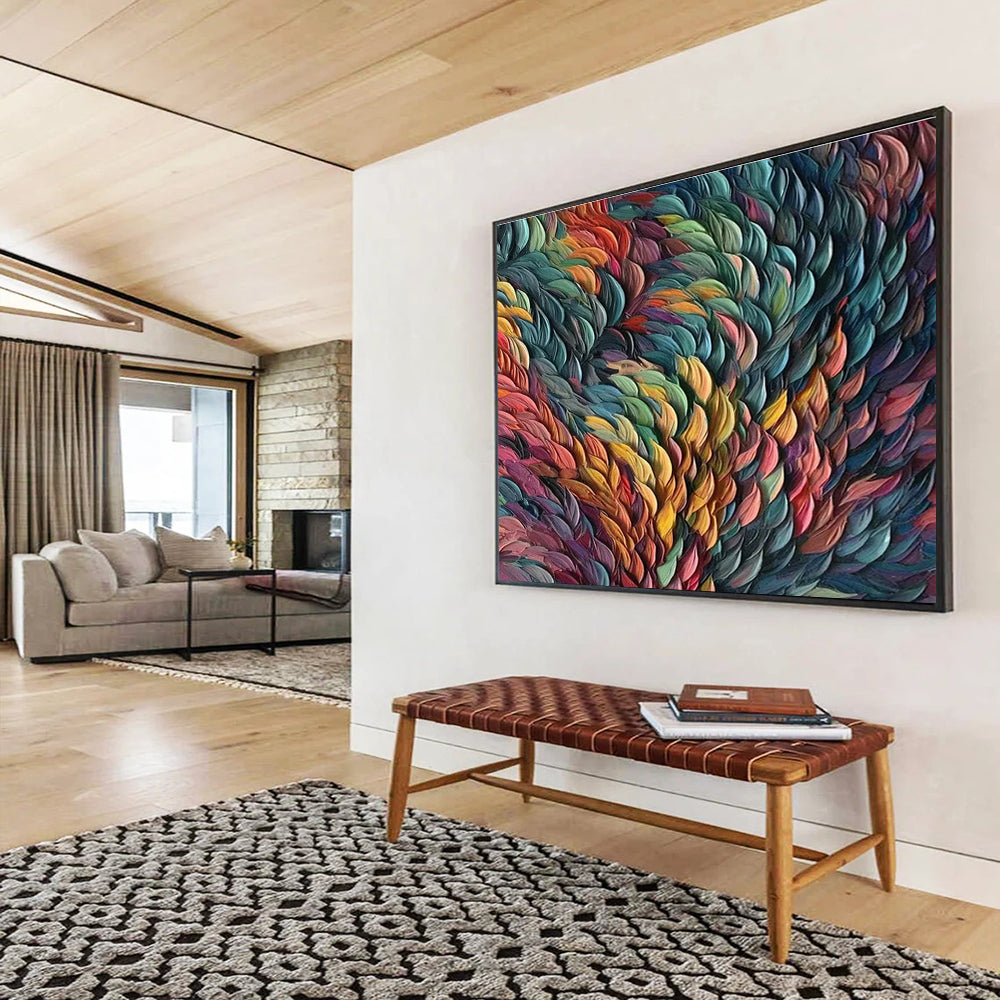 Big Hand-Painted Abstract Canvas, Coastal Blues and Greens for Beach Houses DLZ3241