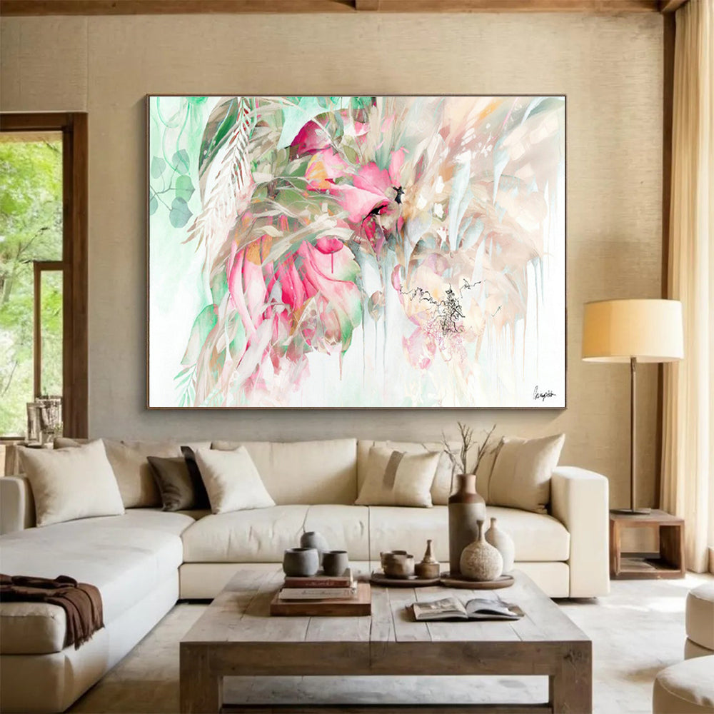 Oversized Custom Abstract Hand Painting for Jungle Safari Lodge Dining Pavilion DLZ2918