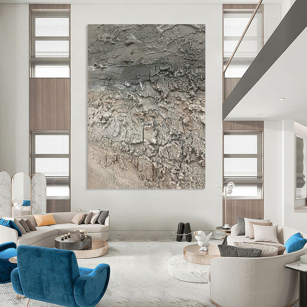 Extensive Large-Scale Custom Hand-Painted Abstract Artwork - Cozy Ambiance for Mountain Lodges  DLZ0184