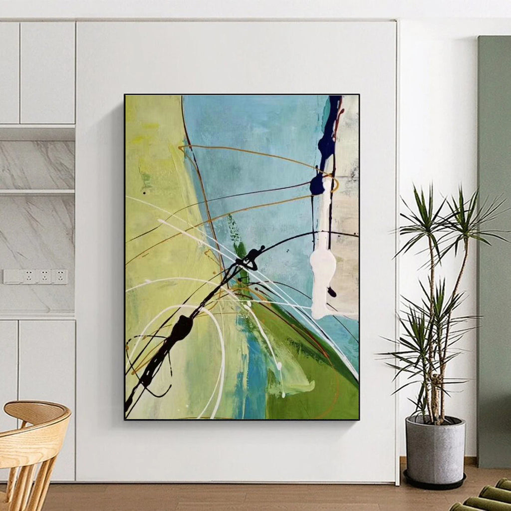 Immense Large-Scale Custom Hand-Painted Abstract Artwork - Rustic Serenity for Farm Stays  DLZ0275