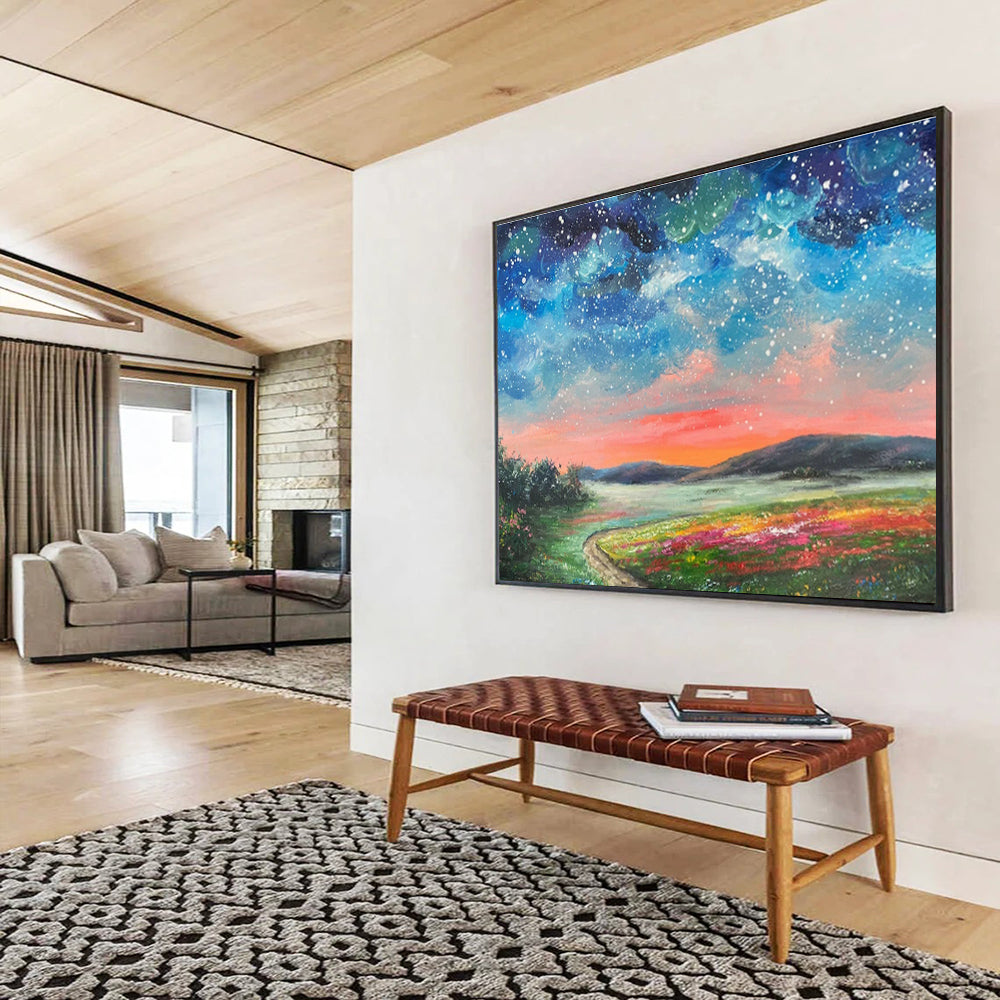 Customizable Solar Panel Farm Abstract Hand Painting