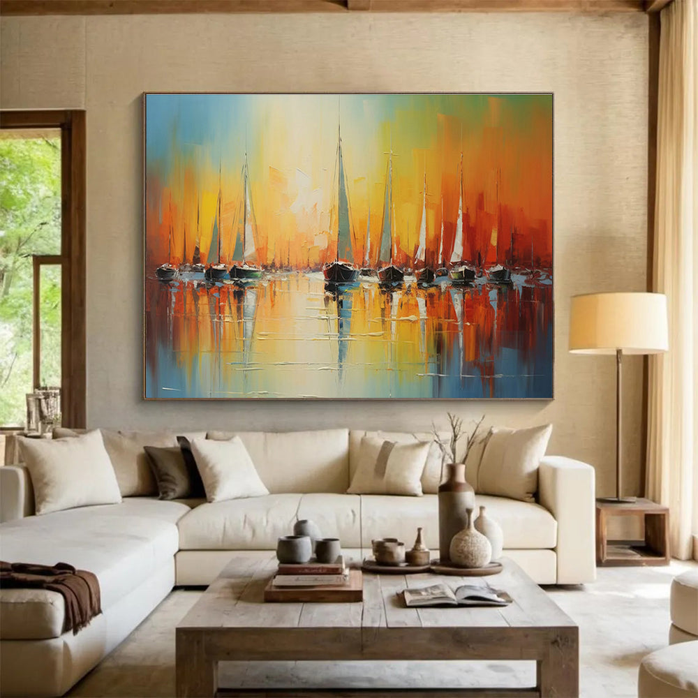Handmade Large Abstract Painting, Indian-inspired for Bohemian Interiors DLZ3248