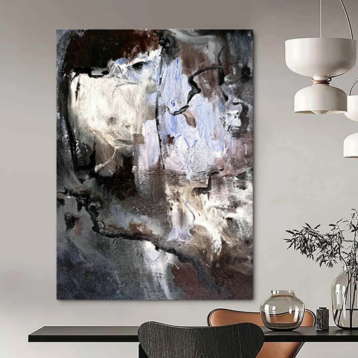 Extra Large Custom Hand-Painted Abstract Canvas for Traditional Native American Pottery Studios  DLZ0048