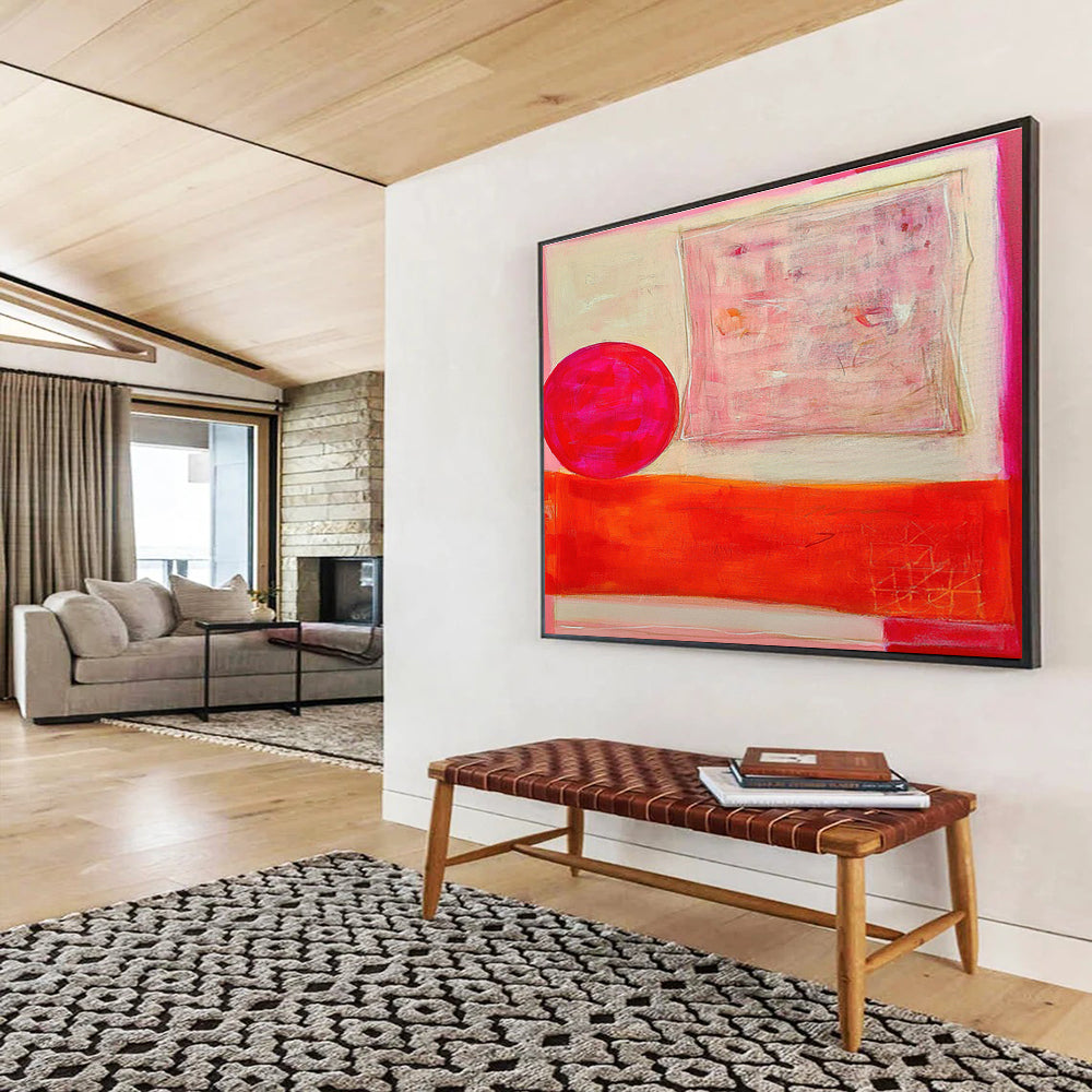 Custom-Made Oversized Abstract Hand Painting for Conference Room