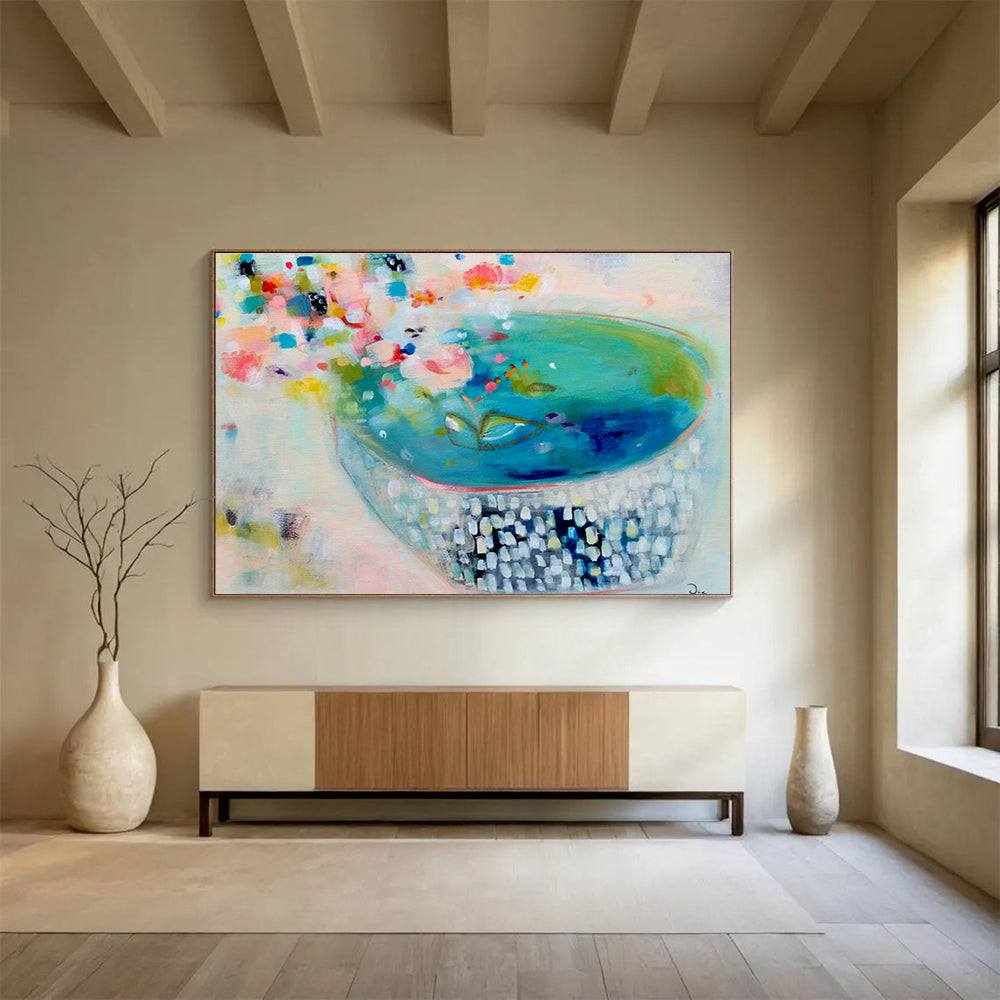 Concrete Base Custom Hand-Painted Abstract for Urban Art Galleries
