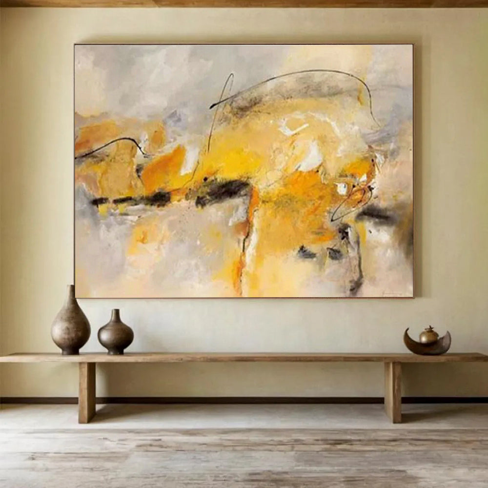 Custom-Made Giant Abstract Hand Painting for Private Jet Hangar Lounge DLZ2815