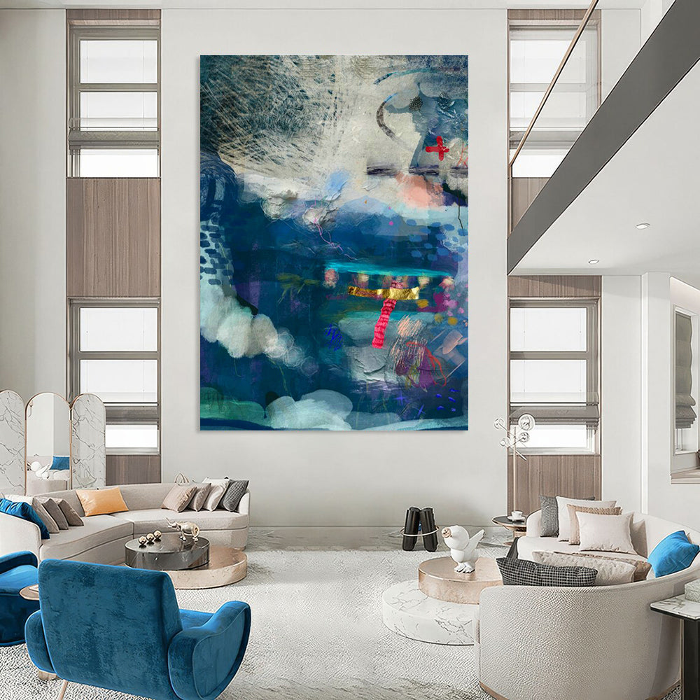 Large Custom Hand-Painted Abstract Art - Inspiring Interior for Creative Studios  DLZ0155