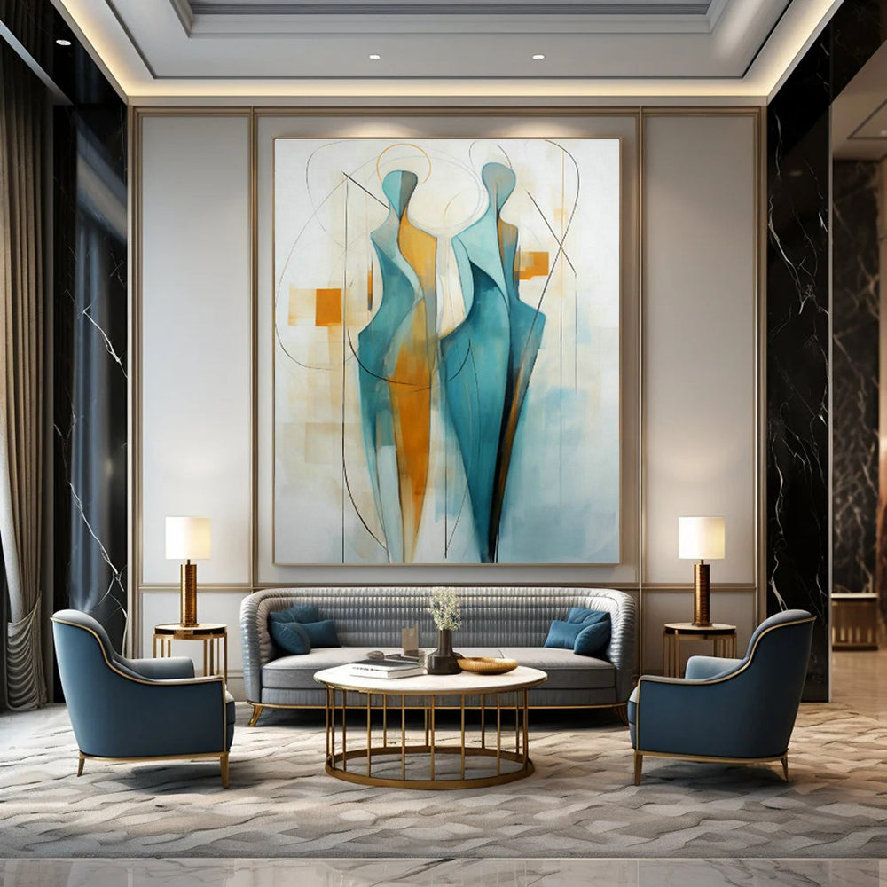 Immense Large-Scale Custom Hand-Painted Abstract Artwork - Rustic Charm for Alpaca Farms’ Visitor Centers  DLZ0305