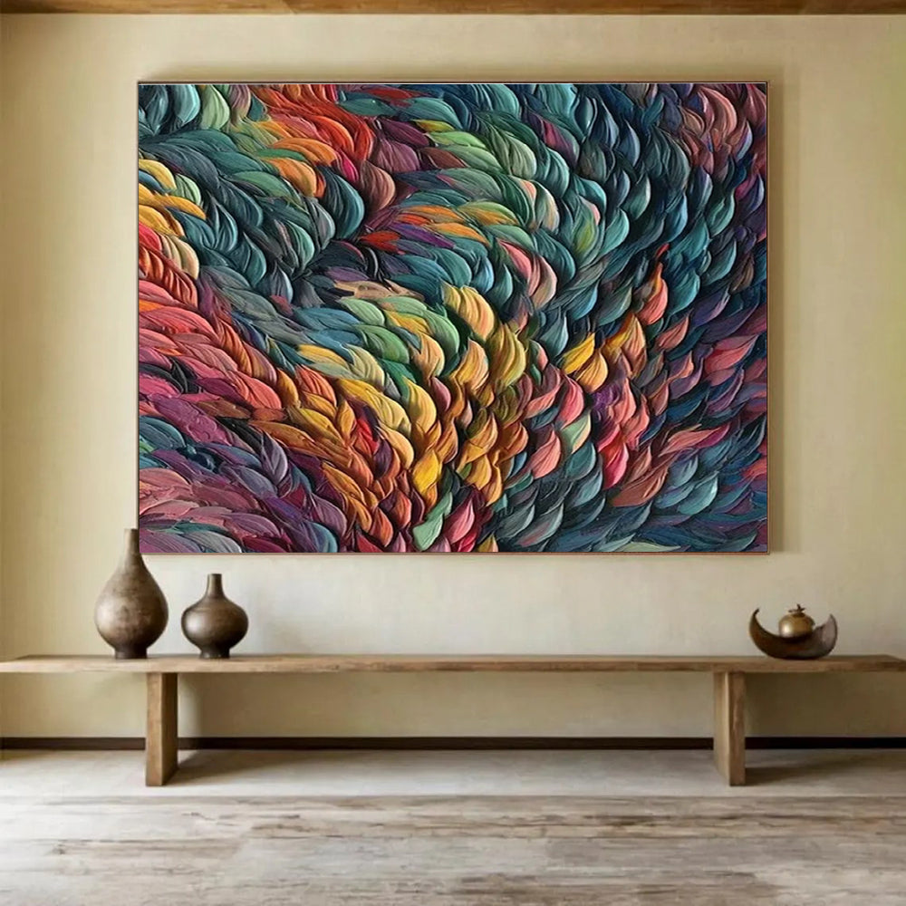 Big Hand-Painted Abstract Canvas, Coastal Blues and Greens for Beach Houses DLZ3241