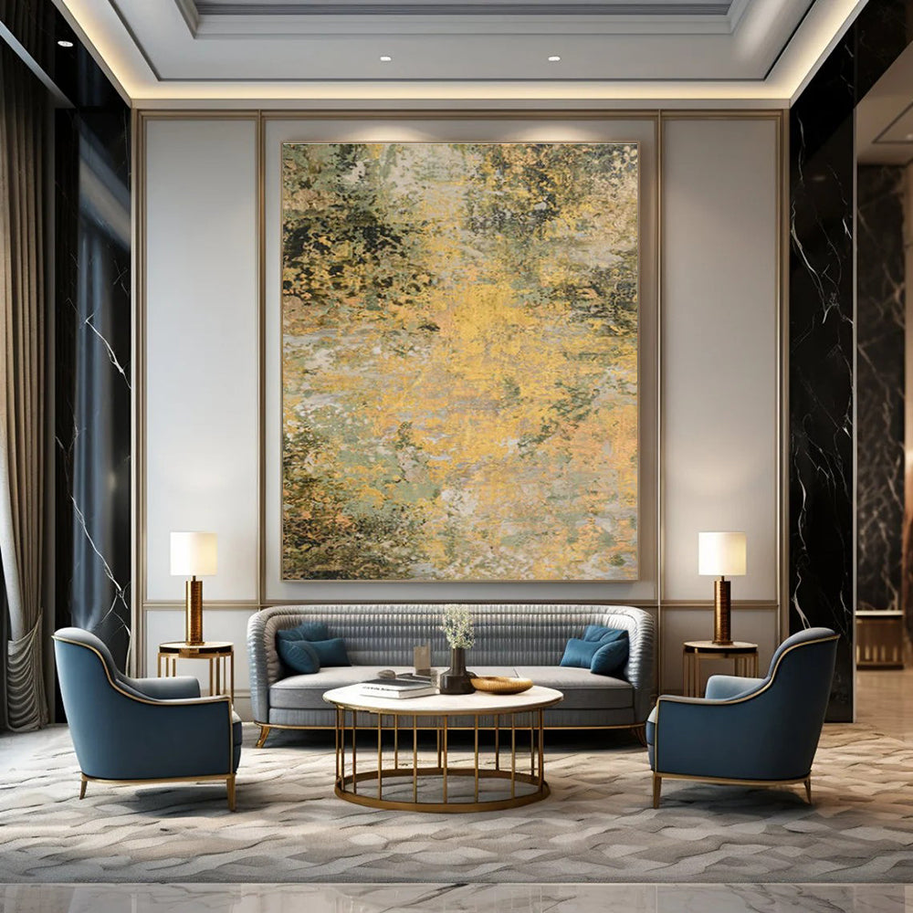 Extra Wide Custom Handmade Abstract Painting for Aquaponics Farms' Visitor Centers  DLZ0075