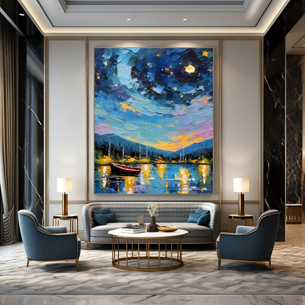 Monumental Large Custom Hand-Painted Abstract Art - Art Deco Glamour for Historic Theater Lobbies  DLZ0302