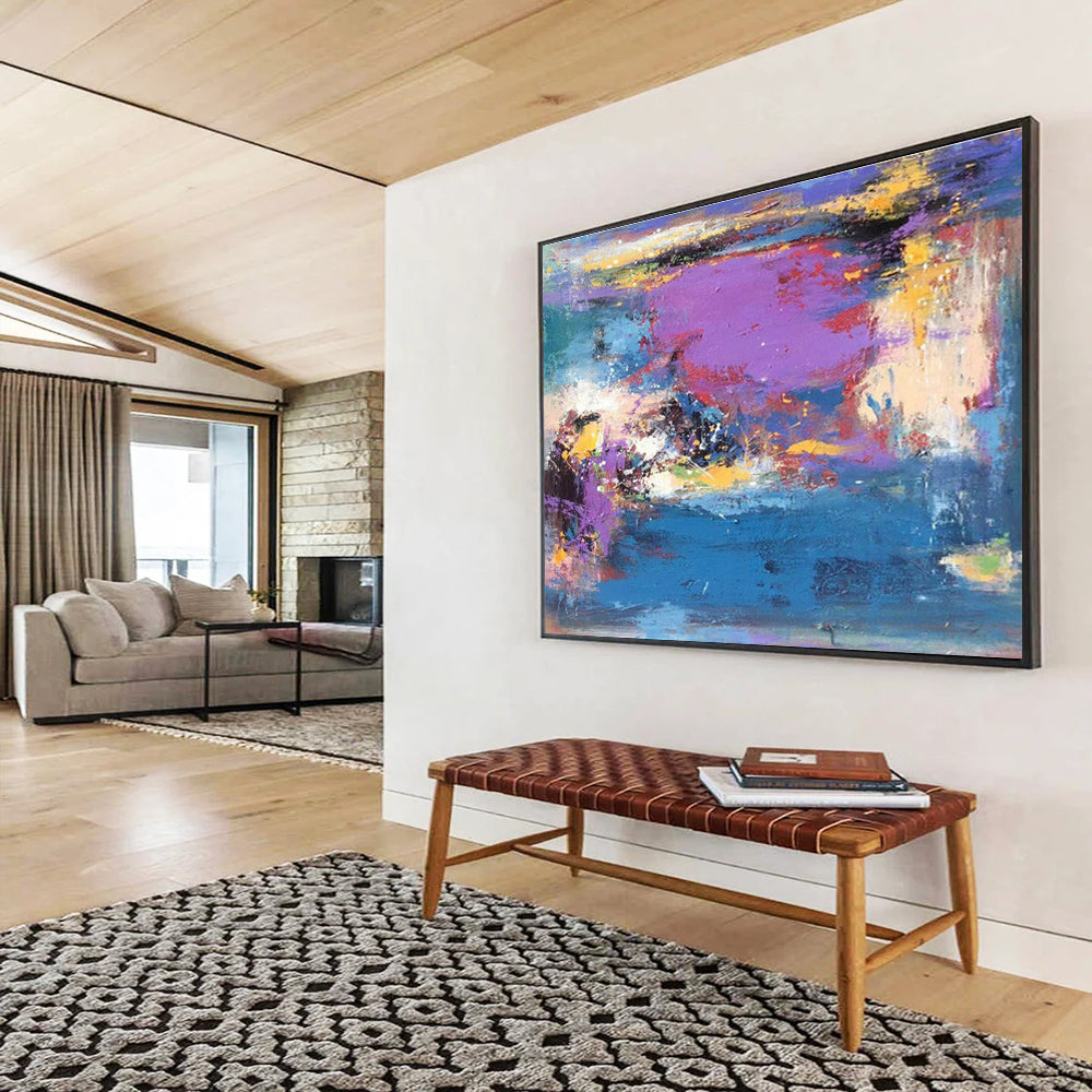 Bespoke Underwater Data Center Oversized Abstract Hand-Painted Mural DLZ2545